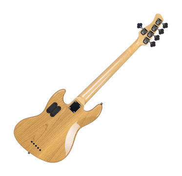 Electric Bass Guitar Back Side Isolated on White Background