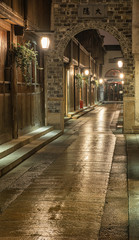 Narrow street in the old town of Wuzhen, China at night