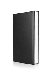 Blank cover of closed book on white background