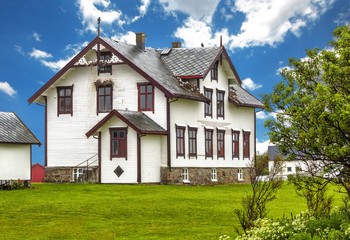 Fototapeta na wymiar View of old norwegian house in Andenes.