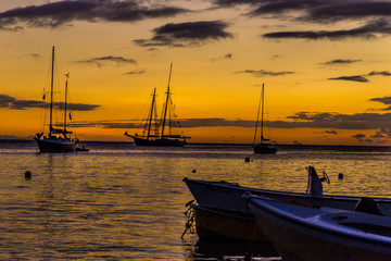 Caribbean sailboats at sunset