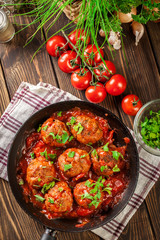 Pork meatballs with spicy tomato sauce