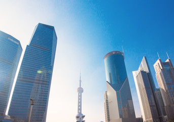 Fototapeta na wymiar Beautiful skyscrapers, city building of Pudong, Shanghai, China