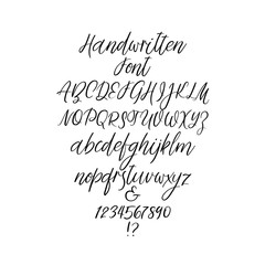 Handwritten alphabet letters. Calligraphy font. Vector