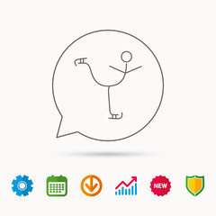 Figure skating icon. Professional winter sport sign. Calendar, Graph chart and Cogwheel signs. Download and Shield web icons. Vector