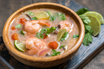 Tom yam kong soup. Thai food.