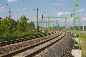 Fototapeta na wymiar Railway tracks closeup