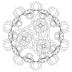 Tuinposter Coloring book page for adults and kids in doodle style. Vector artwork. Good for art therapy, zentangle-style meditation and design of wrapping and textile. © Olga Sh