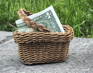 Money in a Miniature Basket