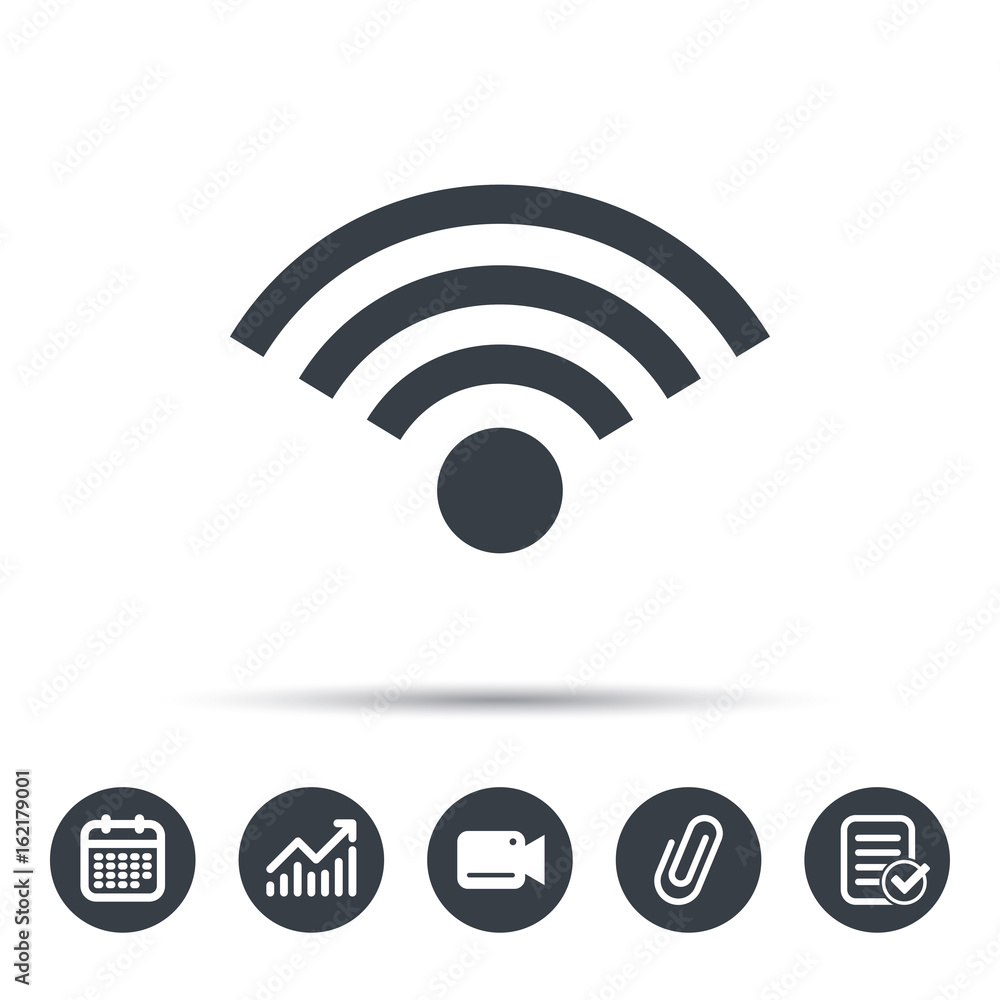Poster wifi icon. wireless internet sign. communication technology symbol. calendar, chart and checklist si