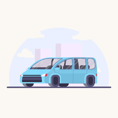 Vector illustration family car. Minivan in flat style.