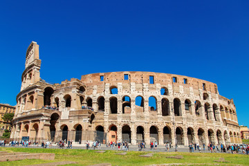 Fototapeta na wymiar View of Colosseum in Rome at daytime. Italy, Europe