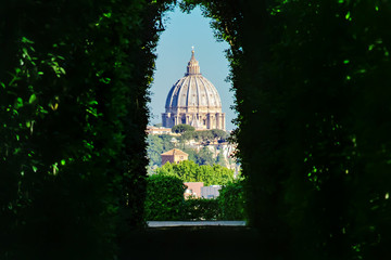 View through the keyhole. Aventine hill. Rome, Italy