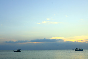 asian vietnamese island and sunset sky