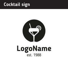 Sign in the form of a glass with a cocktail, a good sign for the design of  bar