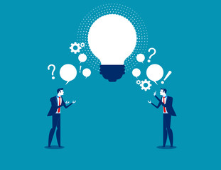 Business person exchanging question and idea. Concept business vector illustration.