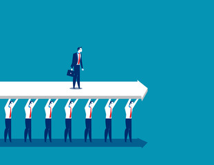 Fototapeta premium Business team lift at manager standing in arrow. Concept business team vector.
