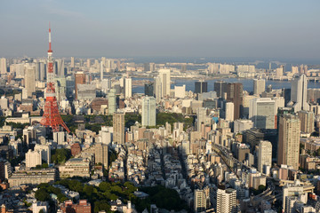 Naklejka premium 日本の東京都市風景（東京湾や港区方面を望む）