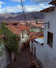 Little backstreet of Cusco overlooking the Plaza De Armas