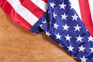 American flag on wood background for Memorial Day or 4th of July.