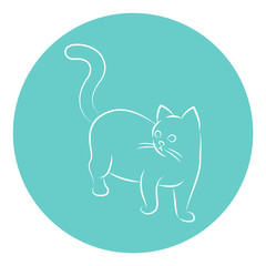 Line Art Vector Illustration of A Cat.