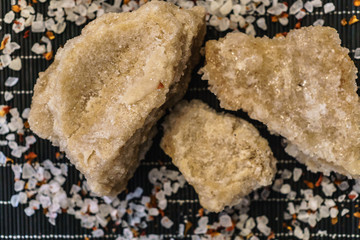 Large pieces of therapeutic salt from the Dead Sea, for the conduct of medical procedures.