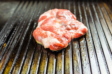 closeup of a steak on grill