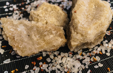 Large pieces of therapeutic salt from the Dead Sea, for the conduct of medical procedures.