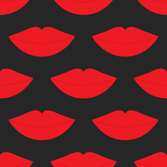 Fototapeta na wymiar Ornament of repeating female lips. Seamless pattern. Flat. Black, red color.