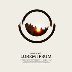 Abstract geometric sunset landscape poster background