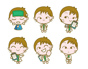 Set of Cartoon Doctor Character, Vector illustration