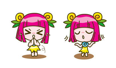 girl kids cartoon collection Vector illustration