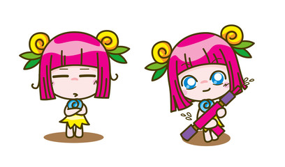 girl kids cartoon collection Vector illustration