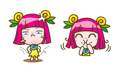 girl kids cartoon collection Vector illustration