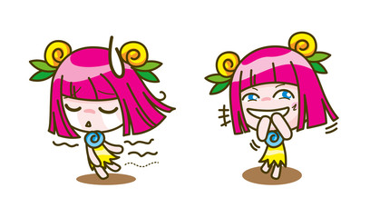 girl kids cartoon collection Vector illustration