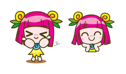 girl kids cartoon collection Vector illustration