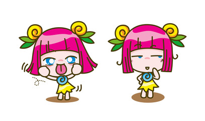 girl kids cartoon collection Vector illustration