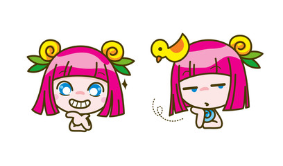 girl kids cartoon collection Vector illustration