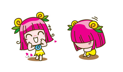 girl kids cartoon collection Vector illustration