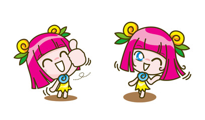 girl kids cartoon collection Vector illustration