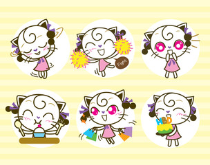 Set of cute Cats cartoon. Vector illustration