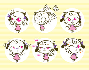 Set of cute Cats cartoon. Vector illustration