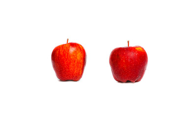  apple red two and water drip on white background with copy space add text