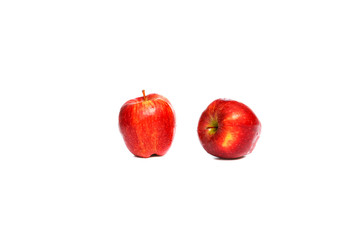  apple red two and water drip on white background with copy space add text