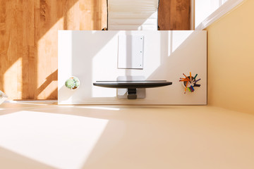 Workstation desk in a large interior room