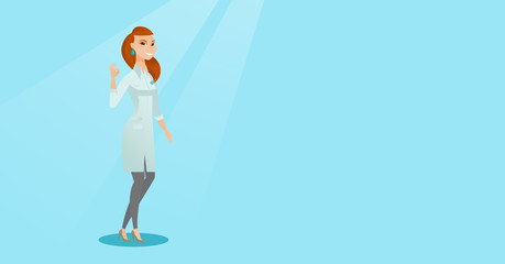 Doctor showing ok sign vector illustration.
