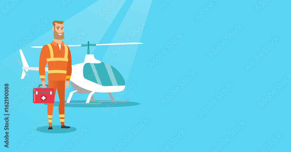 Wall mural doctor of air ambulance vector illustration.