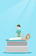 Acupuncturist doctor making acupuncture therapy.