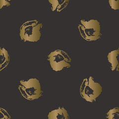 Abstract  simple golden strokes on black vector background. Hand drawn seamless pattern