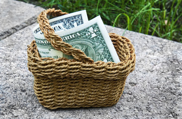 Money in a Miniature Basket